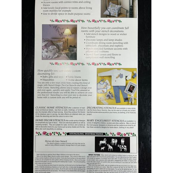 90s Vintage- Stencil Magic by Delta -Horses Cows No. 95 130 0018 NWT - Picture 6 of 7